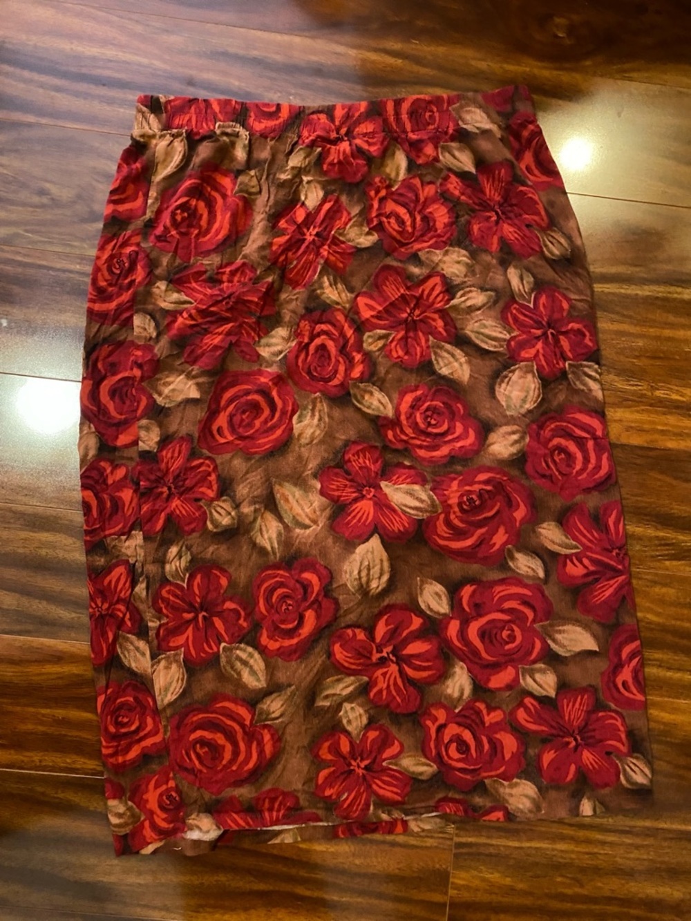 Sag Harbor Red Floral Summer Spring maximalist midi Wrap Skirt Large